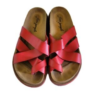 New Free People Ventura Footbed Sandals Red Size 36 US Sz 6 MSRP: $78
